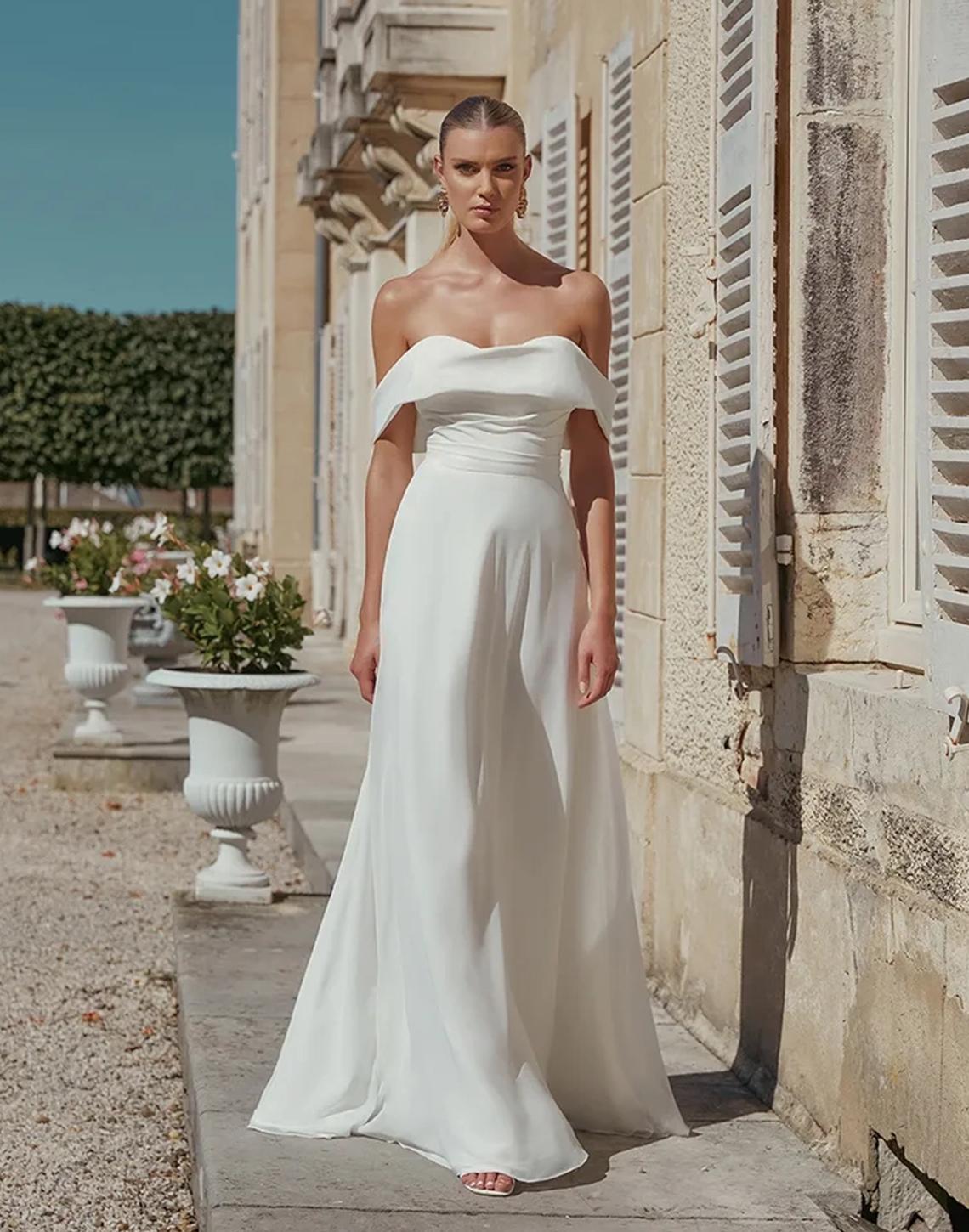 Model wearing a bridal dress